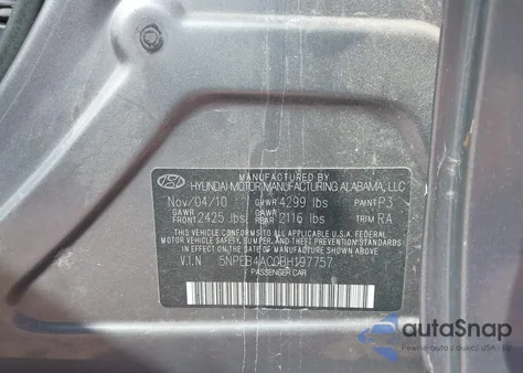 2011 Hyundai Sonata Gls z USA, uszkodzony, nr VIN 5NPEB4AC0BH197757